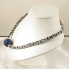 Load image into Gallery viewer, 22mm Lapis Lazuli &amp; 14k Gold with Silver Bali Spacer Necklace