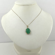 Load image into Gallery viewer, 14k Solid Gold Diamond Cabochons Green Jade Pendant Necklace