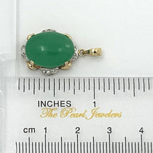 Load image into Gallery viewer, 14k Solid Gold Diamond Cabochons Green Jade Pendant Necklace