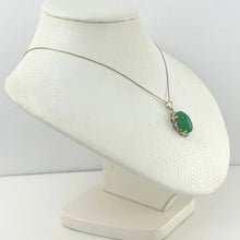 Load image into Gallery viewer, 14k Solid Gold Diamond Cabochons Green Jade Pendant Necklace