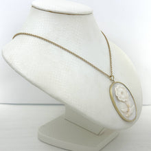Load image into Gallery viewer, 14k Yellow Gold Hand Carved White Cream Mother of Pearl Pendant