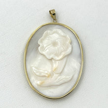 Load image into Gallery viewer, 14k Yellow Gold Hand Carved White Cream Mother of Pearl Pendant