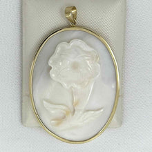 Load image into Gallery viewer, 14k Yellow Gold Hand Carved White Cream Mother of Pearl Pendant