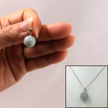 Load image into Gallery viewer, 14k Solid White Gold 12mm Round Jade Pendant Necklace