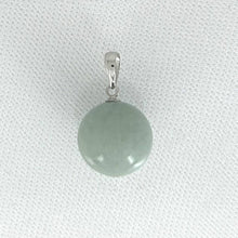Load image into Gallery viewer, 14k Solid White Gold 12mm Round Jade Pendant Necklace