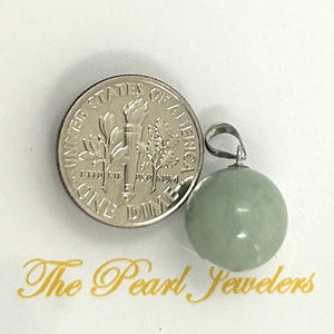 14k Solid White Gold 12mm Round Jade Pendant Necklace