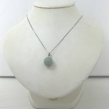Load image into Gallery viewer, 14k Solid White Gold 12mm Round Jade Pendant Necklace