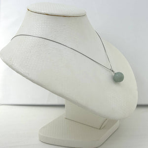 14k Solid White Gold 12mm Round Jade Pendant Necklace