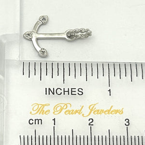 14k Solid White Gold Anchor Diamond Pendant Necklace