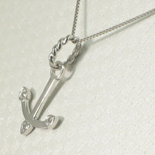 Load image into Gallery viewer, 14k Solid White Gold Anchor Diamond Pendant Necklace