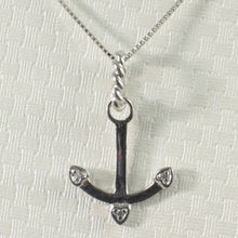 Load image into Gallery viewer, 14k Solid White Gold Anchor Diamond Pendant Necklace