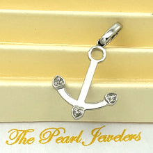 Load image into Gallery viewer, 14k Solid White Gold Anchor Diamond Pendant Charm
