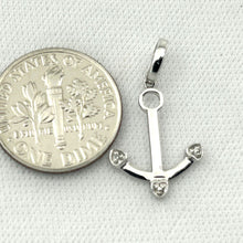 Load image into Gallery viewer, 14k Solid White Gold Anchor Diamond Pendant Charm