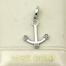 Load image into Gallery viewer, 14k Solid White Gold Anchor Diamond Pendant Charm