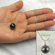 Load image into Gallery viewer, 14k White Gold Black Tahitian Pearl &amp; Diamond Pendant