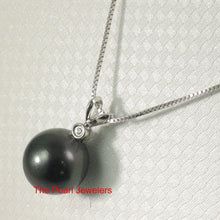 Load image into Gallery viewer, 14k White Gold Black Tahitian Pearl &amp; Diamond Pendant