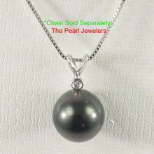 Load image into Gallery viewer, 14k White Gold Black Tahitian Pearl &amp; Diamond Pendant