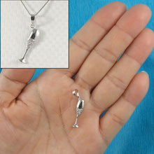 Load image into Gallery viewer, 14k Solid White Gold Champagne Cup Diamond Pendant Necklace