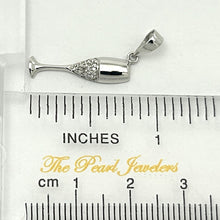 Load image into Gallery viewer, 14k Solid White Gold Champagne Cup Diamond Pendant Necklace
