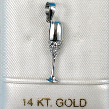 Load image into Gallery viewer, 14k Solid White Gold Champagne Cup Diamond Pendant Necklace