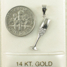 Load image into Gallery viewer, 14k Solid White Gold Champagne Cup Diamond Pendant Necklace