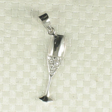 Load image into Gallery viewer, 14k Solid White Gold Champagne Cup Diamond Pendant Necklace
