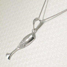 Load image into Gallery viewer, 14k Solid White Gold Champagne Cup Diamond Pendant Necklace