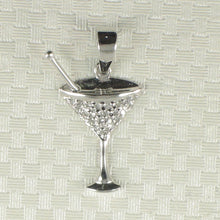 Load image into Gallery viewer, 14k Solid White Gold Cocktail Cup Diamond Pendant Necklace