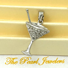Load image into Gallery viewer, 14k Solid White Gold Cocktail Cup Diamond Pendant Necklace