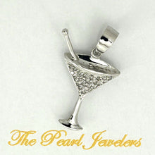 Load image into Gallery viewer, 14k Solid White Gold Cocktail Cup Diamond Pendant Necklace
