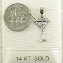 Load image into Gallery viewer, 14k Solid White Gold Cocktail Cup Diamond Pendant Necklace