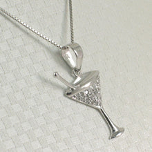 Load image into Gallery viewer, 14k Solid White Gold Cocktail Cup Diamond Pendant Necklace