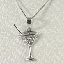 Load image into Gallery viewer, 14k Solid White Gold Cocktail Cup Diamond Pendant Necklace