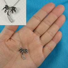 Load image into Gallery viewer, 14k Solid White Gold Coconut Tree Diamond Pendant Necklace