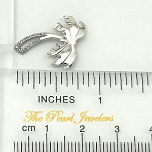 14k Solid White Gold Coconut Tree Diamond Pendant Necklace