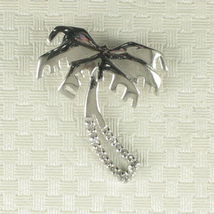 14k Solid White Gold Coconut Tree Diamond Pendant Necklace