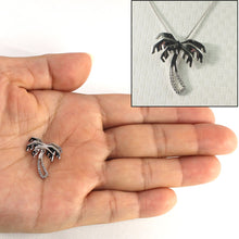 Load image into Gallery viewer, 14k Solid White Gold Coconut Tree Diamond Pendant Necklace
