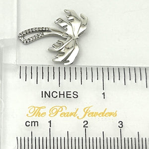 14k Solid White Gold Coconut Tree Diamond Pendant Necklace