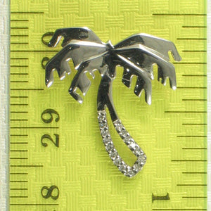 14k Solid White Gold Coconut Tree Diamond Pendant Necklace