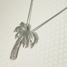 Load image into Gallery viewer, 14k Solid White Gold Coconut Tree Diamond Pendant Necklace