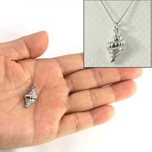 Load image into Gallery viewer, 14k Solid White Gold Conch Diamond Pendant Necklace
