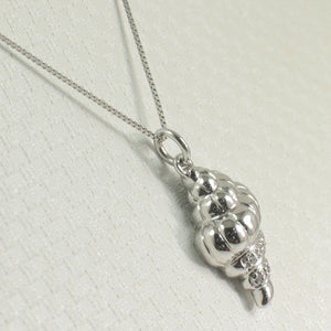 14k Solid White Gold Conch Diamond Pendant Necklace