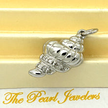 Load image into Gallery viewer, 14k Solid White Gold Conch Diamond Pendant Necklace