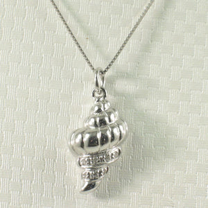 14k Solid White Gold Conch Diamond Pendant Necklace
