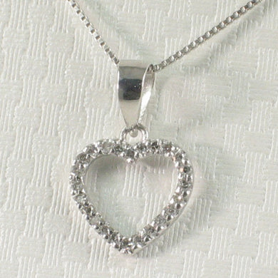 14k Solid White Gold Diamond Love Heart Pendant Necklace