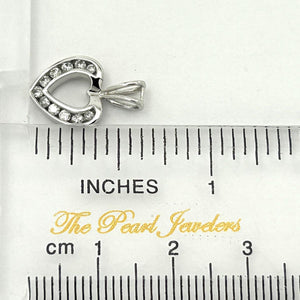 14k Solid White Gold Diamond Heart Pendant Necklace