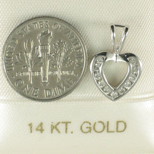 14k Solid White Gold Diamond Heart Pendant Necklace