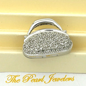14k Solid White Gold Diamond Open Heart Pendant Necklace