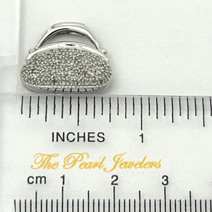 14k Solid White Gold Diamond Open Heart Pendant Necklace