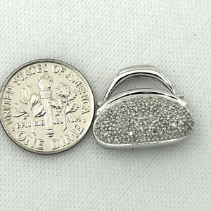14k Solid White Gold Diamond Open Heart Pendant Necklace